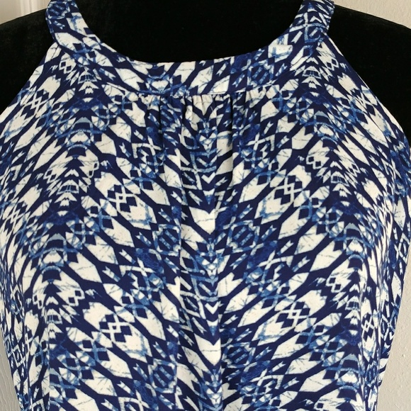 Olive & Oak blue and white tank top high low hem - Picture 3 of 8